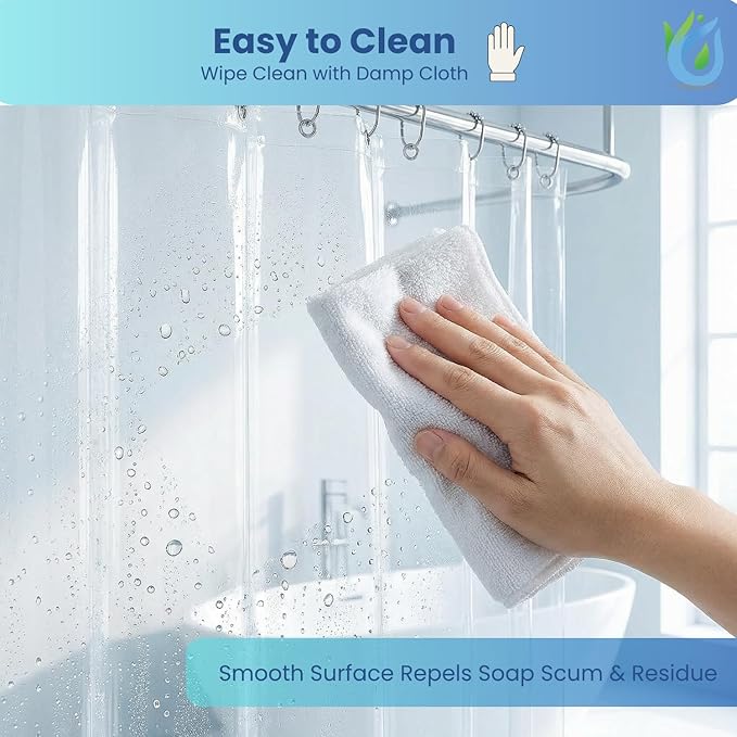 SUSTAINAURA® Premium White PEVA Shower Curtain Liner 72x72 – Waterproof, Quick Dry, Odor Free, Eco Friendly, Non-Toxic with 3 Weighted Magnets & 12 Rustproof Grommets Bathroom Accessories