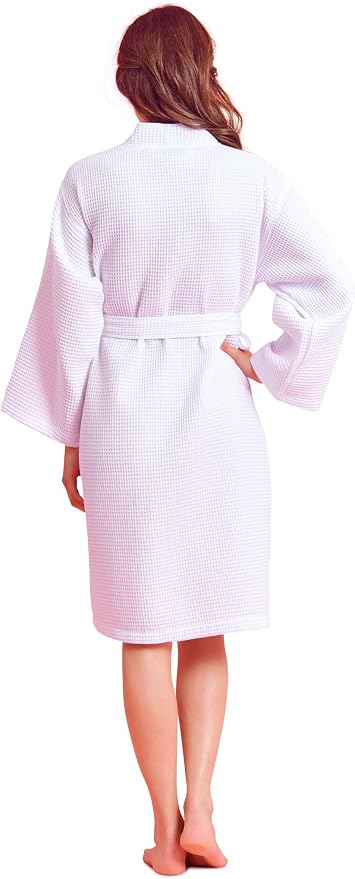 Soft Touch Linen Women's Kimono Waffle Robe-Luxurious & Absorbent & Quick Dry-Cotton & Polyester Blend