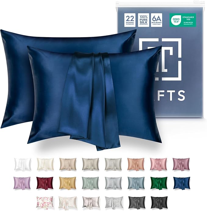Tafts Silk Pillow Cases - 22mm 100% Pure Mulberry 6A Silk Pillowcase for Hair & Skin with Zipper Closure, Cooling, Natural, Organic, Double Sided Silk Pillow Case (Misty Rose Pink, King 20x36, 2pc)