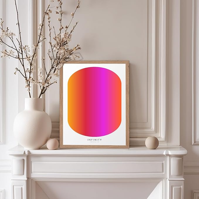Monem Art Infinity Spectrum Gradient Print - Modern Geometric Abstract Poster - Wall Decor for Living Room, Bedroom or Office - 12x16 Beige Framed Wall Art by Rs Lab Studio