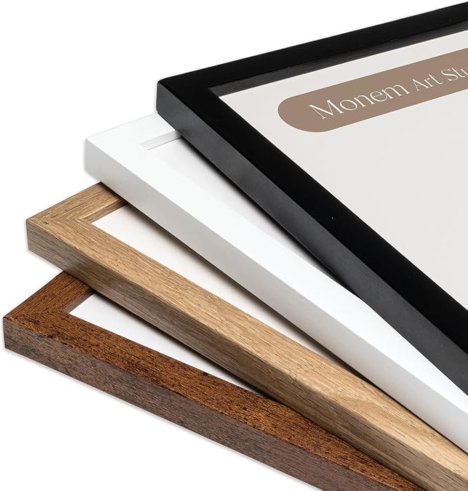 Monem Art Foggy Winter Forest Photography Print - Minimalist Snowy Landscape Poster - Wall Decor for Living Room, Bedroom or Office - 8x10 Brown Framed Wall Art by Mareike Bohmer