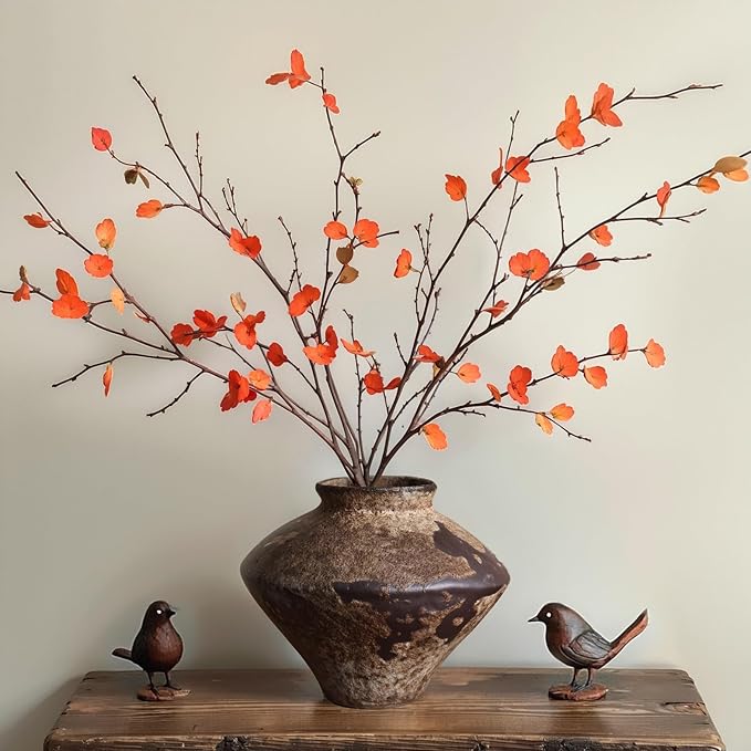 Wabi Sabi Rusty Vintage Vase, 6.3" Tall Wabi Sabi Decor Rustic Farmhouse Pottery Vase for Centerpiece, Textured Pottery Flower Vases for Home Decorative, Table, Living Room, Bedroom, Bathroom, Kitchen
