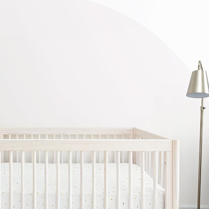 Makemake Organics GOTS Certified Organic Cotton Fitted Crib Sheet Soft Breathable (28"x52", Dotty)