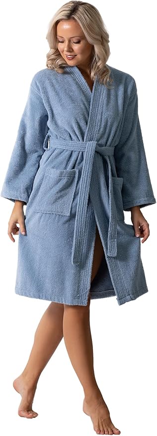 Luxurious Turkish Terry Kimono Collar Super-Soft Terry Absorbent Bathrobes for Women