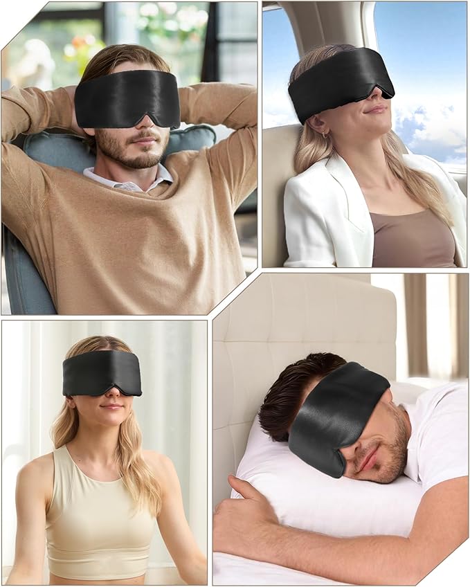 BeeVines 100% 22 Momme Silk 3D Sleep Mask for Men & Women, Luxury Silk 3D Contoured Eye Mask for Lash Extensions, Zero Pressure on Eyes & Blackout for Sleeping, Travel, with Adjustable Band