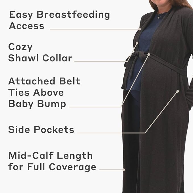 monica + andy Women's Robe, 100% Organic Women's Clothing for Labor & Delivery, Maternity Clothes, Postpartum Nightgown