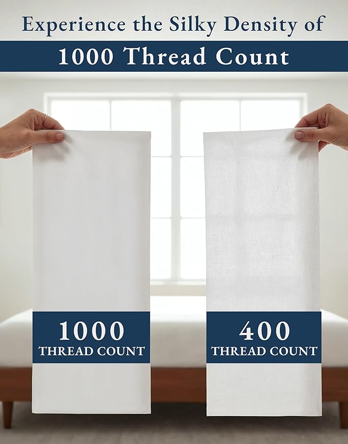 LANE LINEN 100% Egyptian Cotton Extra Long Twin Sheets - 1000 Thread Count, Soft & Comfy No Pill Fade Resistant Twin XL Sheet Sets Perfect for Hospital Beds and Dorm Room, 15" Deep Pocket - White