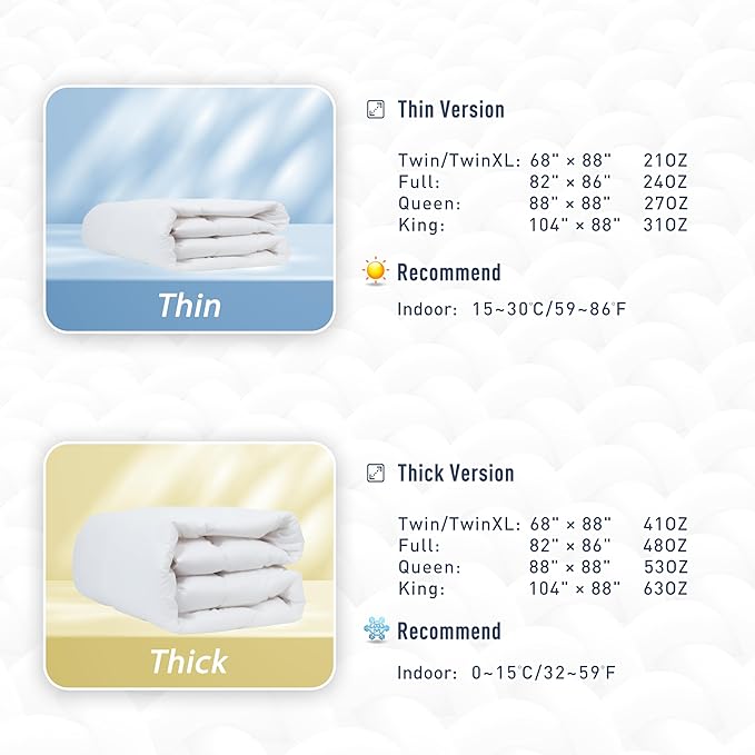 sunflower Comforter Duvet Insert Full Size White Down Alternative Filling 100% Cotton Shell All Season Hypoallergenic Warm Breathable Noiseless Machine Washable with Corner Taps