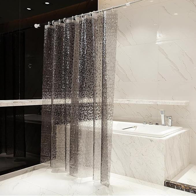 Shower Curtain Liner, Waterproof EVA 3D Shower Curtains with Duty Heavy Bottom Magnets and Rust Proof Grommets, Weighted Shower Liner for Shower Stall, Bathtubs