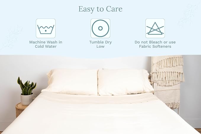 Organic Cotton Queen Sheets Set - 100% GOTS Certified Organic Cotton, Chemical-Free, 400 Thread Count, Deep Pocket, Soft Sateen Weave, Hypoallergenic, All-Season, Breathable Sheet Set (Queen - Ivory)