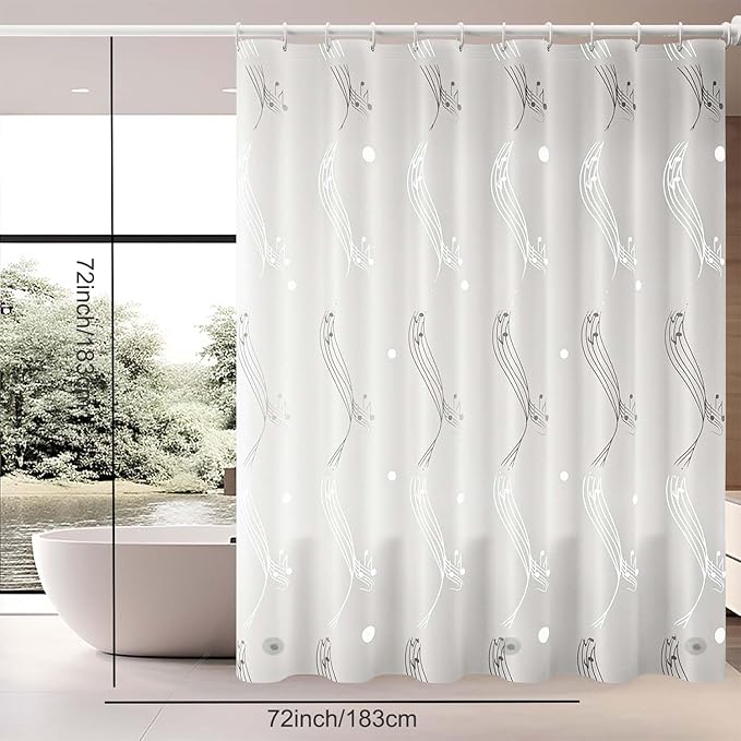 TIKABC Shower Curtain Liner, 4G PEVA Shower Liner, Plastic Waterproof Shower Curtains, 72x72 inch with Grommet Holes 3 Magnetic Weights