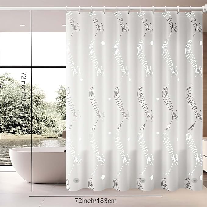 TIKABC Blue Shower Curtain Liner, 4G PEVA Shower Liner, Plastic Peva Waterproof Shower Curtains, 72x72 inch with Grommet Holes 3 Magnetic Weights