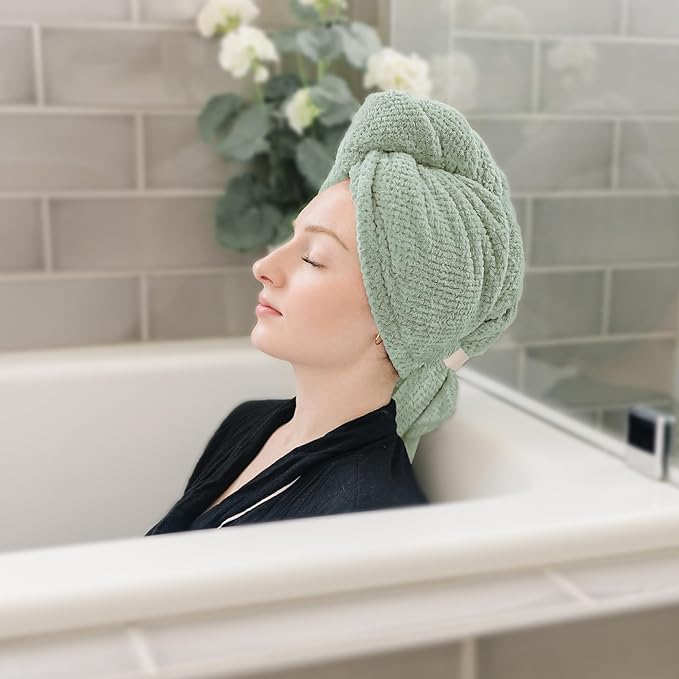 ROLSHOL 2 Packs Large Microfiber Hair Towels for Women, Super Absorbent & Quick Dry Hair Towel Wrap for Curly Hair Long & Short Hair- Anti-Frizz Hair Turbans for Wet Hair - 27.5''*39.4''