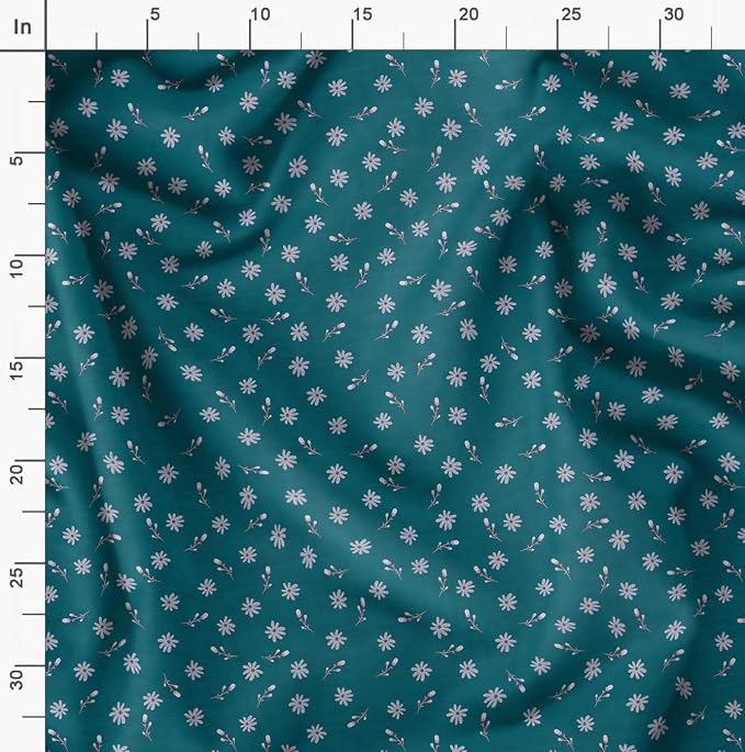 Soimoi Silky Satin Fabric Material, 1 Yard - 42" Inch Width, Green - Floral Print - Soft Shiny Fabric for Dress, Pillowcases, Pajamas, Evening Dress, DIY