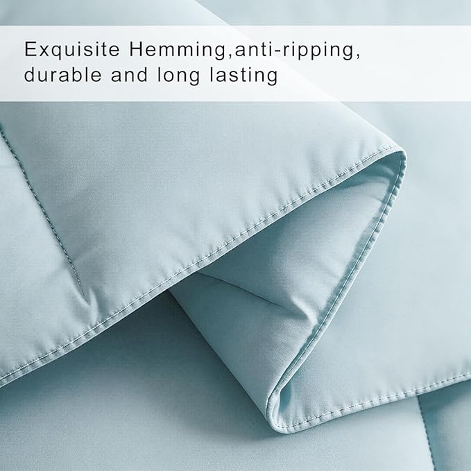 COHOME Premium Full Size Comforter, All-Season Quilted Down Alternative Duvet Insert, Luxury Hotel GentleSoft Comforter with Anti-Clump Tech & 8 Tabs - Reversible - Aqua 82x86 inches