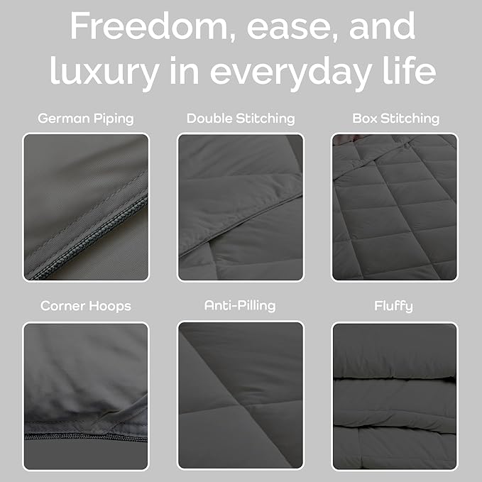 Cooling Comforter King Size – Lightweight All Season Down Alternative Duvet Insert, Hypoallergenic Plush Fill, 100% Viscose from Bamboo Cover - Charcoal, 102" x 90"