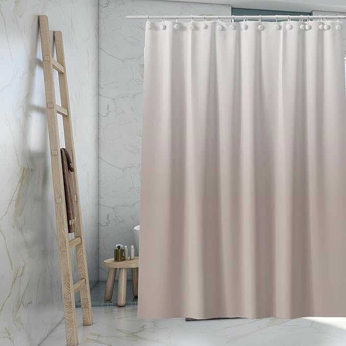 TIKABC Gradient Begie Shower Curtain Liner, 4G PEVA Shower Liner, Plastic Waterproof Shower Curtains, 72x72 inch with Grommet Holes 3 Magnetic Weights…