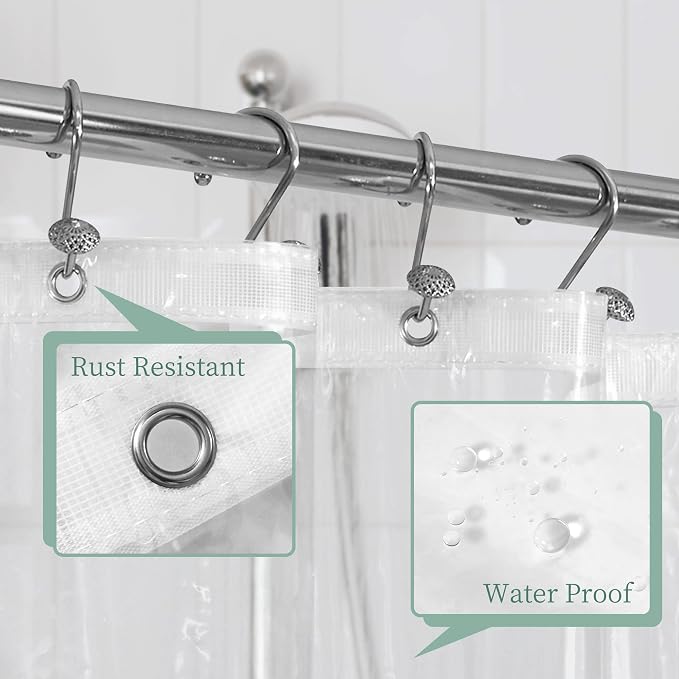 Mrs Awesome Stall Shower Curtain Liner 36x72, PEVA Plastic Shower Liner for Bathroom Lightweight & Waterproof, 36 x 72, Clear