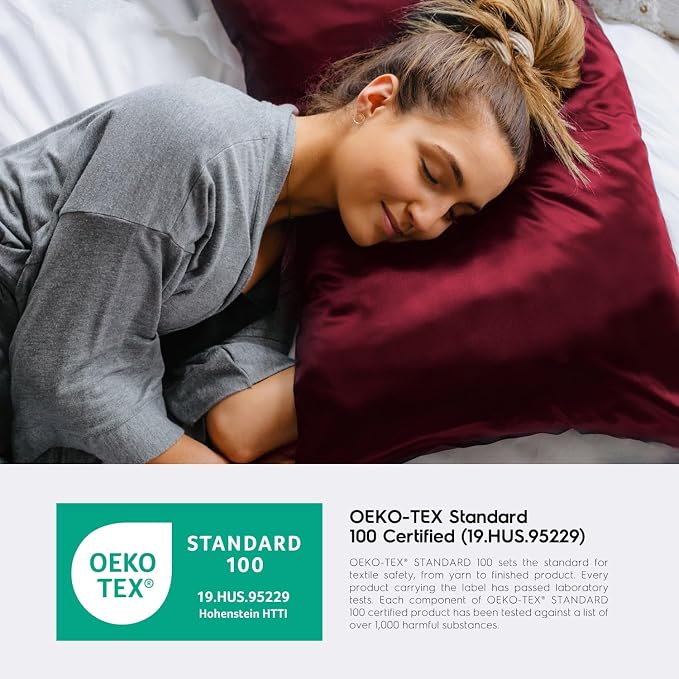 Tafts Pillow Cases - 22mm 100% Pure Mulberry 6A Silk Pillowcase for Hair & Skin with Zipper Closure, Cooling, Natural, Organic, Double Sided Silk Pillow Case (Burgundy, Queen 20x30 1pc)
