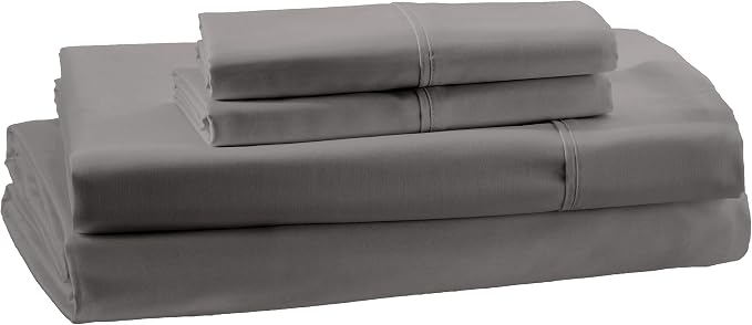 Amazon Aware 100% Organic Cotton 300 Thread Count Sheet Set - Dark Gray, Queen