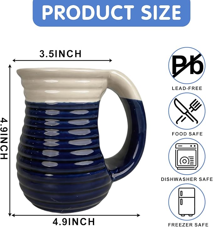 18oz Hand Warmer Ceramic Mug, Handmade Coffee Mug with Contoured Comfort Handle, Microwave Dishwasher Safe for Office Home Daily Use (Red/Brown)