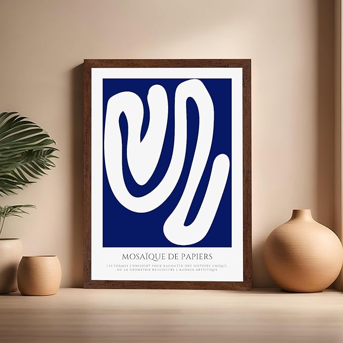 Monem Art Organic Paper Cut Abstract Print - Modern Minimalist Shape Poster - Wall Decor for Living Room, Bedroom or Office - 16x20 Brown Framed Wall Art by Rs Lab Studio