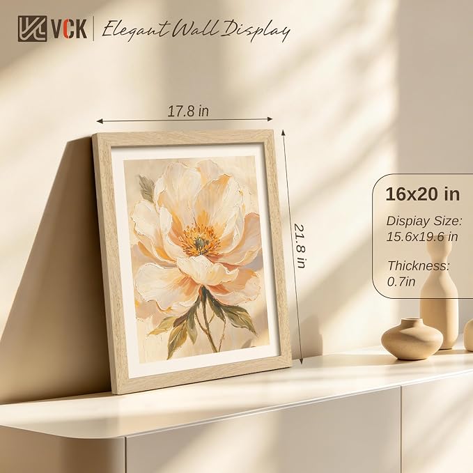 VCK 16x20 Poster Frames Black Set of 6, Wide Border Woodgrain Series Picture Frame, Multi-Directional Display, for Living Room, Bedroom, Home Office, Wall Hanging