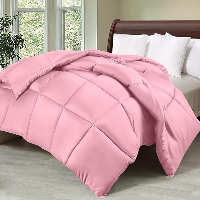 Utopia Bedding Queen Comforter Duvet Insert, Quilted Pink Comforter with Corner Tabs, Box Stitched Down Alternative Comforters Queen Size 88 x 88 inches