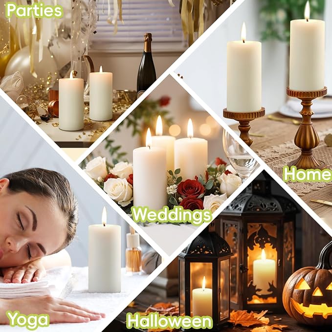 Beeswax Candles Pillar,Ivory White Unscented Candles -258 Hours Long Clean Burning,100% Pure & Natural Bees Wax Candles for Home,Prayer,Dripless Smokeless Organic Pillar Candles Bulk-2x4in-6 Pack