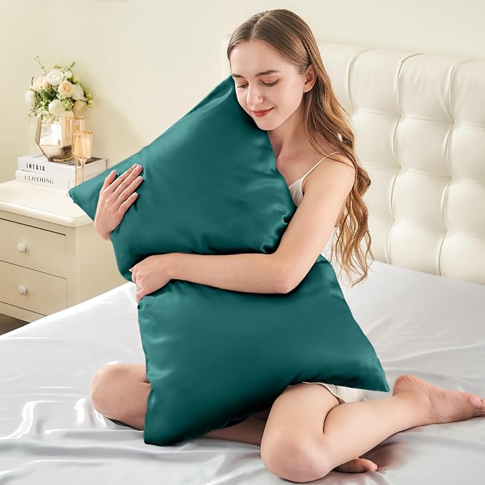 INFIIXSO Mulberry Silk Pillow Case King Size, Silk Pillowcase with Hidden Zipper 20"x36", Extraordinary Smooth and Soft Pillow Cases for Hair and Skin(Teal, 1 Pack)