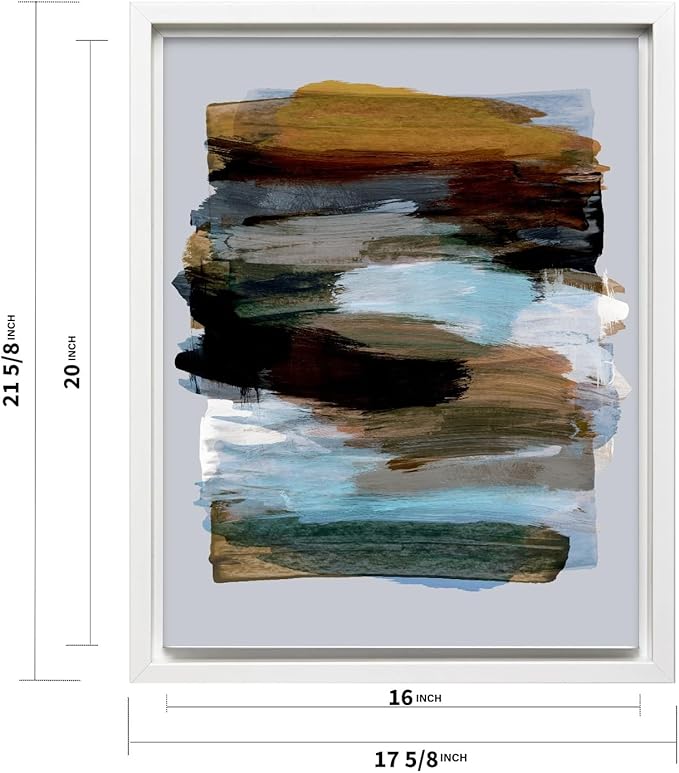 Monem Art Abstract Earth Tone Brushstroke Print - Modern Painterly Art Poster - Wall Decor for Living Room, Bedroom or Office - 16x20 White Framed CANVAS Wall Art by Mareike Bohmer