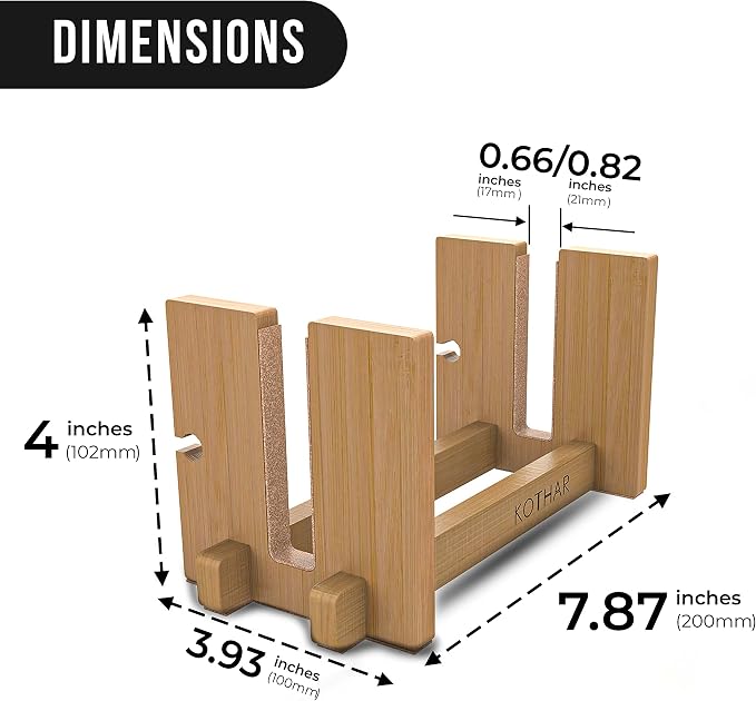 Kothar Wooden Vertical Laptop Stand for Desk, Vertical Laptop Holder, Bamboo, Desktop Dock for Apple MacBook, Microsoft Surface, iPad, Tablets and More