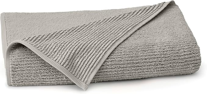 BOLL & BRANCH Turkish Ribbed Bath Sheet - Pewter - 100% Organic Turkish Cotton - Oversized Soft Absorbent Quick Dry Luxury Spa Bath Sheet with Textured Rib Weave - Premium Comfort