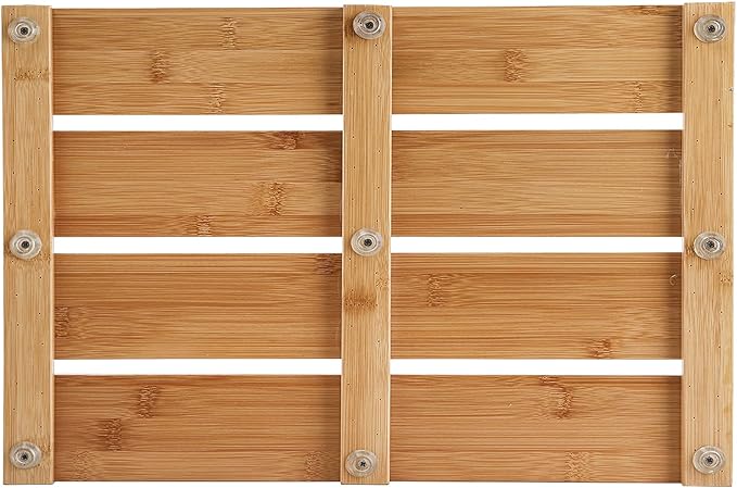 Yarlung Bamboo Bath Mat Wooden Shower Mat, 17.5 x 13 Inches Bathroom Non-Slip Bathtub Mat Waterproof Floor Mat Doormat for Spa Relaxation, Indoor or Outdoor