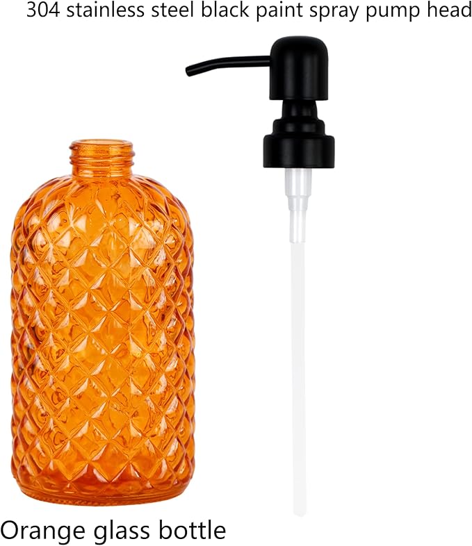 12Oz Glass Soap Dispenser with 304 Black Rustproof Stainless-Steel Pump, Refillable Glass Soap Dispenser for Kitchen, Bathroom, Farmhouse (2pack& Tray)
