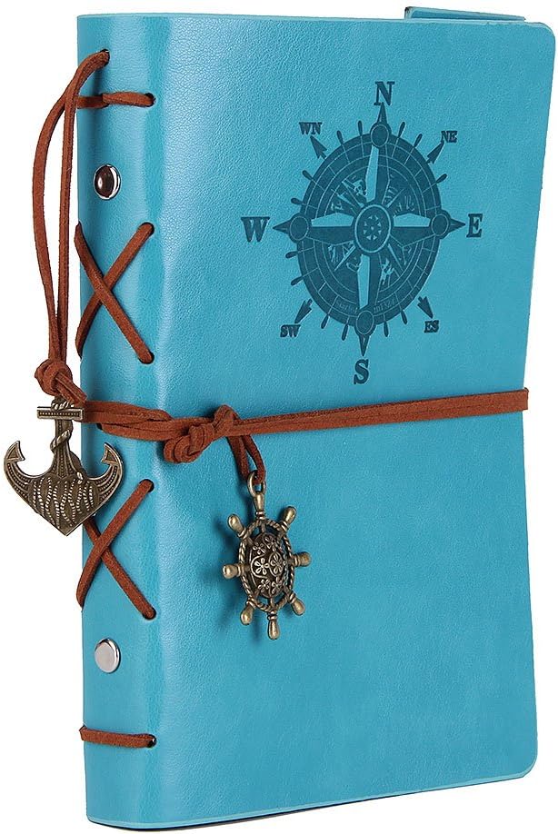 EvZ 7-Inch Refillable A6 Binder Notebook - Premium Vegan Leather Personal Planner, Eco-Friendly Journal with 6-Ring Loose-Leaf System for Writing, Business, and Creative Sketches, Sky Blue