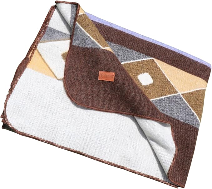 AHUAY Premium Hypoallergenic Alpaca Wool Blanket – Queen Size 94X78 - Ultra Soft Warm Lightweight Andean Geometric Throw, Handmade in Ecuador (Tungurahua Brown Coffee)