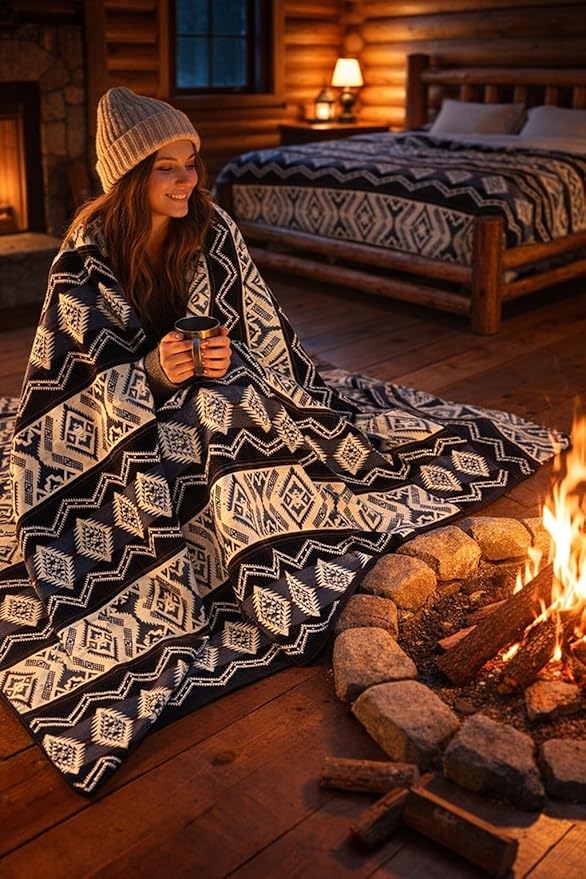 Alpaca Blanket Throw 78x47 in | Ultra Soft, Non-Itchy & Breathable | Premium Alpaca Wool Blanket | Warm, Hypoallergenic Natural Fiber | Handmade Luxury Throw for Sofa, Bed or Travel (Black Gray)