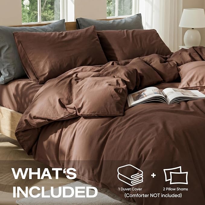100% Pure French Flax Linen Blend Duvet Cover Set Queen Size, 3-Piece Breathable Bedding Set with Long Zipper Closure & Corner Ties, Soft, Lightweight & Durable Bedding Ideal for Hot Sleepers