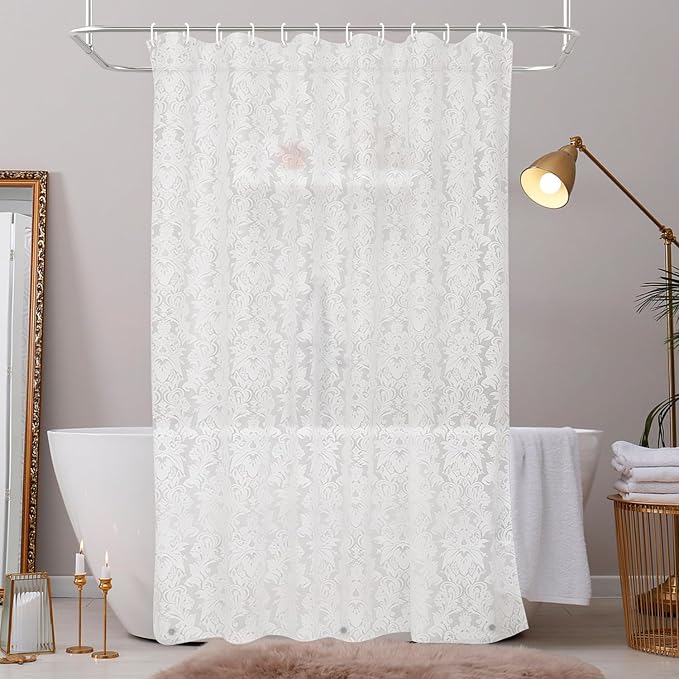 PEVA Shower Curtain, Water Repellent Premium Bathroom Shower Curtain with 3 Magnetic Weights for Shower Stall, Bathtubs