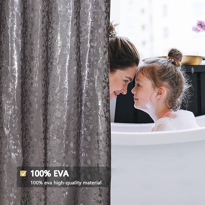 Shower Curtain Liner, Waterproof EVA 3D Shower Curtains with Duty Heavy Bottom Magnets and Rust Proof Grommets, Weighted Shower Liner for Shower Stall, Bathtubs
