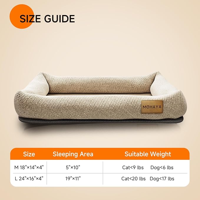 MOHAYA Jute Pet Bed-L, 2-in-1 Small Dog Bed & Scratch Pad – Breathable Jute & Cotton Dual-Layer Design, Eco-Friendly Lounger with Cooling Comfort for Summer – Washable, Durable, Non-Slip Base