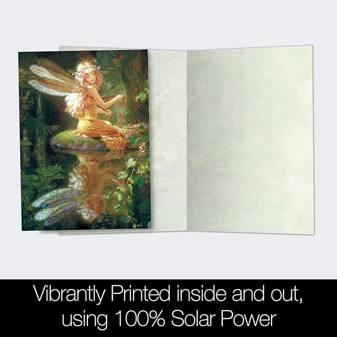 Tree-Free Greetings - All Occasion Cards - Artful Designs - 12 Greeting Cards + White Envelopes - Made in USA - 100% Recycled Paper - 4 x 6 - Faery Reflection (FS66497)