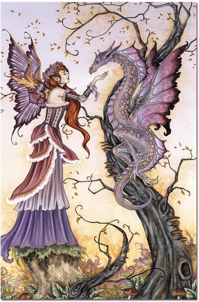 Tree-Free Greetings EcoNotes 12-Count The Dragon Charmer Fairy Blank Notecard Set with Envelopes, Featuring Amy Brown Fairies (FS64557)