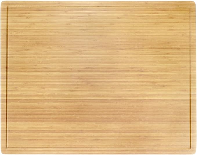 BambooMN Bamboo Burner Cover Cutting Board - 3 Ply - Extra Large - Grooved/Flat (30" x 24" x 0.75") - 2 Pieces
