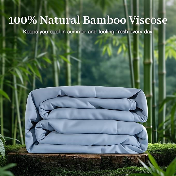 NEXHOME PRO 100% Viscose from Bamboo Comforter Queen Size - Ultra-Soft, Breathable, Lightweight All-Season & Summer Duvet Insert, Natural Temperature Regulating for Cooling Sleep