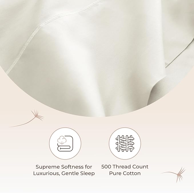 100% Organic Cotton Sheets Full Size - GOTS Certified Organic Bed Sheets with Deep Pocket 500 Thread Count and Cozy Sateen Weave Gets Softer with Each Wash - Luxury 4 Piece Set (Natural, Full)