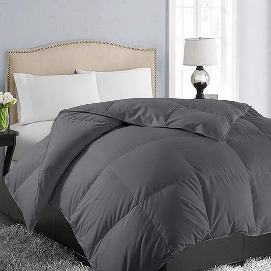 EASELAND Twin XL Down Alternative Comforter - Quilted Duvet Insert for All Seasons, Soft Lightweight with Corner Tabs, Summer Winter Warm Bedding, Dark Grey 68×92 Inches