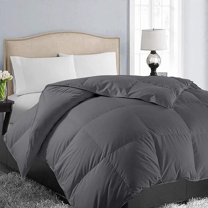 EASELAND California King Down Alternative Comforter - Quilted Duvet Insert for All Seasons, Soft Lightweight with Corner Tabs, Summer Winter Warm Bedding, Dark Grey 96x104 Inches