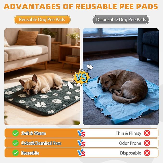 KOOLTAIL Washable & Waterproof Dog Whelping Pad for Small Dogs, Super Absorbent & Soft Warm Plush Puppy Pads Potty Training, Quick Dry Reusable Pet Mats for Whelping Box Supplies,Playpen,Crate,18"*24"